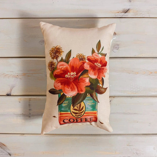 Coffee | Flower | Planters | Pillow Cover | 12x18 | Vintage | Floral arrangement | Throw Pillow | Throw Pillow Covers | Pillow | Gift by UniikPillows