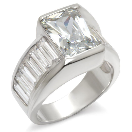 30331 - High-Polished 925 Sterling Silver Ring with AAA Grade CZ in Clear